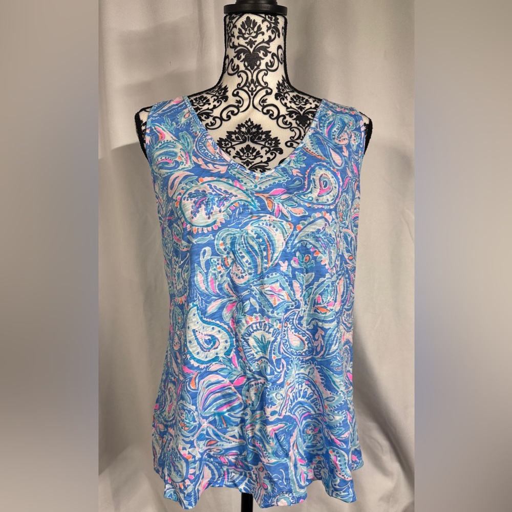 Lilly Pulitzer Blue and Pink Paisley Tank Top